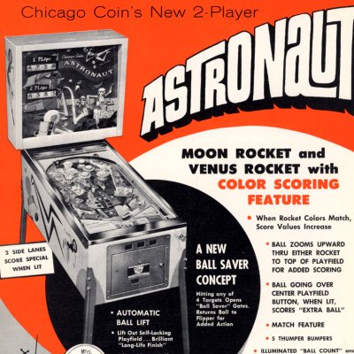 chicago coin, astronaut, pinball, sales, price, date, city, condition, auction, ebay, private sale, retail sale, pinball machine, pinball price