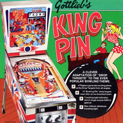 gottlieb, king pin, pinball, sales, price, date, city, condition, auction, ebay, private sale, retail sale, pinball machine, pinball price