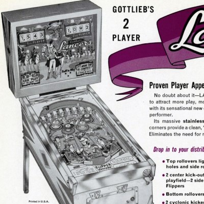gottlieb, lancers, pinball, sales, price, date, city, condition, auction, ebay, private sale, retail sale, pinball machine, pinball price