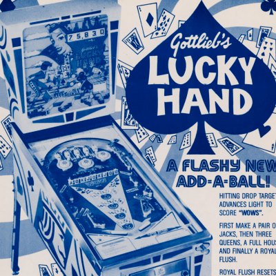 gottlieb, lucky hand, pinball, sales, price, date, city, condition, auction, ebay, private sale, retail sale, pinball machine, pinball price