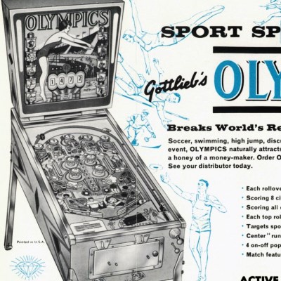 gottlieb, olympics, pinball, sales, price, date, city, condition, auction, ebay, private sale, retail sale, pinball machine, pinball price