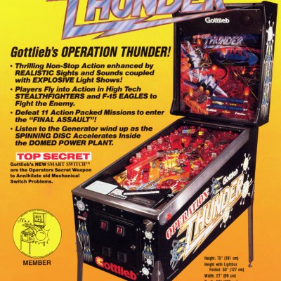 gottlieb, operation thunder, pinball, sales, price, date, city, condition, auction, ebay, private sale, retail sale, pinball machine, pinball price