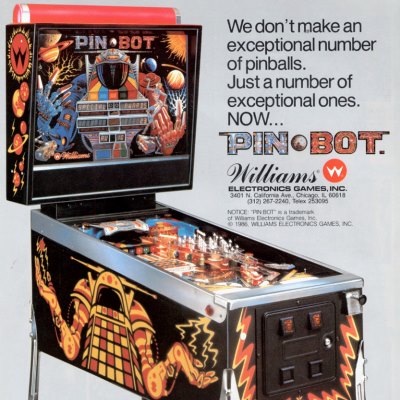 williams, pin bot, pinball, sales, price, date, city, condition, auction, ebay, private sale, retail sale, pinball machine, pinball price