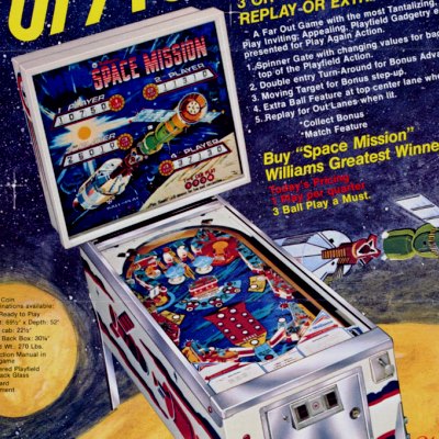 williams, space mission, pinball, sales, price, date, city, condition, auction, ebay, private sale, retail sale, pinball machine, pinball price