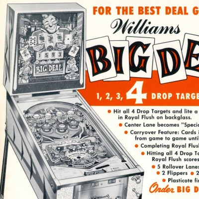 williams, big deal, pinball, sales, price, date, city, condition, auction, ebay, private sale, retail sale, pinball machine, pinball price