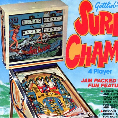 gottlieb, surf champ, pinball, sales, price, date, city, condition, auction, ebay, private sale, retail sale, pinball machine, pinball price