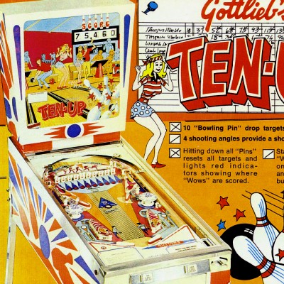 gottlieb, ten up, pinball, sales, price, date, city, condition, auction, ebay, private sale, retail sale, pinball machine, pinball price