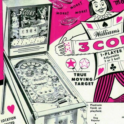 williams, 3 coins, pinball, sales, price, date, city, condition, auction, ebay, private sale, retail sale, pinball machine, pinball price