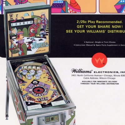 williams, 3 jokers, pinball, sales, price, date, city, condition, auction, ebay, private sale, retail sale, pinball machine, pinball price