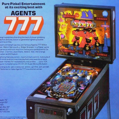 game plan, agents 777, pinball, sales, price, date, city, condition, auction, ebay, private sale, retail sale, pinball machine, pinball price