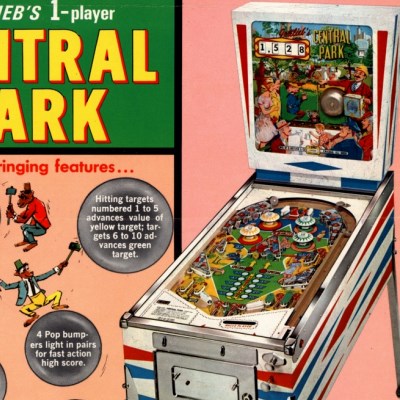 gottlieb, central park, pinball, sales, price, date, city, condition, auction, ebay, private sale, retail sale, pinball machine, pinball price