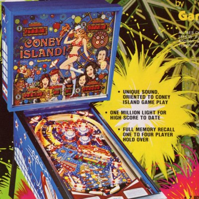 game plan, old coney island, pinball, sales, price, date, city, condition, auction, ebay, private sale, retail sale, pinball machine, pinball price
