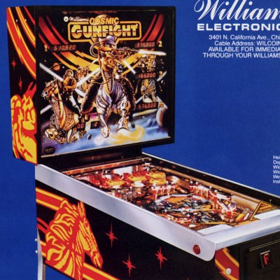 williams, cosmic gunfight, pinball, sales, price, date, city, condition, auction, ebay, private sale, retail sale, pinball machine, pinball price