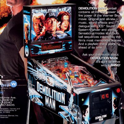 williams, demolition man, pinball, sales, price, date, city, condition, auction, ebay, private sale, retail sale, pinball machine, pinball price