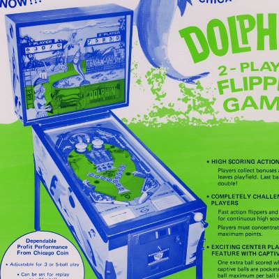 chicago coin, dolphin, pinball, sales, price, date, city, condition, auction, ebay, private sale, retail sale, pinball machine, pinball price