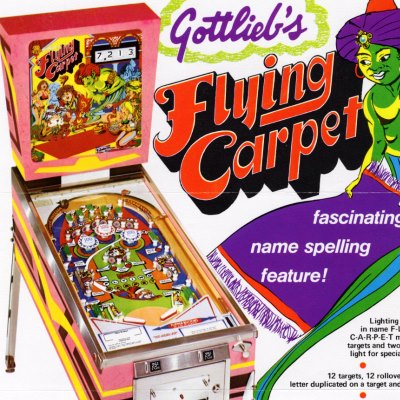 gottlieb, flying carpet, pinball, sales, price, date, city, condition, auction, ebay, private sale, retail sale, pinball machine, pinball price