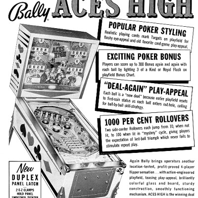 bally, aces high, pinball, sales, price, date, city, condition, auction, ebay, private sale, retail sale, pinball machine, pinball price