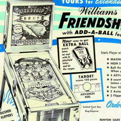 williams, friendship 7, pinball, sales, price, date, city, condition, auction, ebay, private sale, retail sale, pinball machine, pinball price